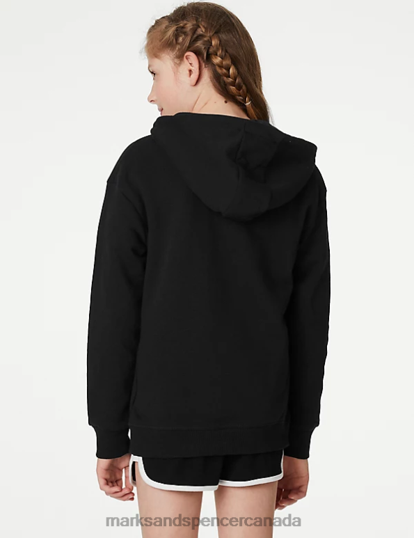 Marks and Spencer sale - Kids Black Clothing Marks & Spencer Cotton Rich Zip Through Hooded 20VTD8505