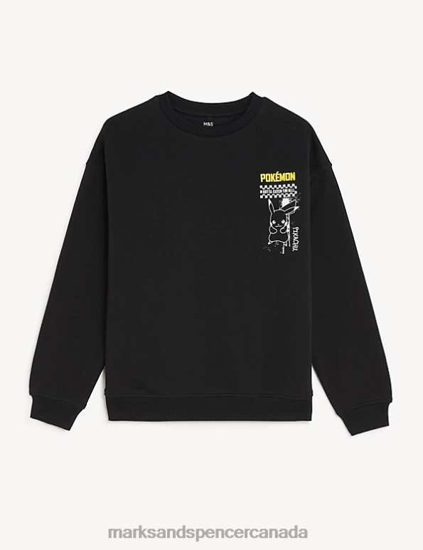 Marks and Spencer near me - Kids Black Mix Clothing Marks & Spencer Cotton Rich Pokemon Sweatshirt 20VTD7989