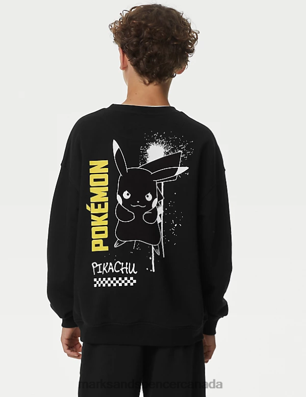 Marks and Spencer near me - Kids Black Mix Clothing Marks & Spencer Cotton Rich Pokemon Sweatshirt 20VTD7989