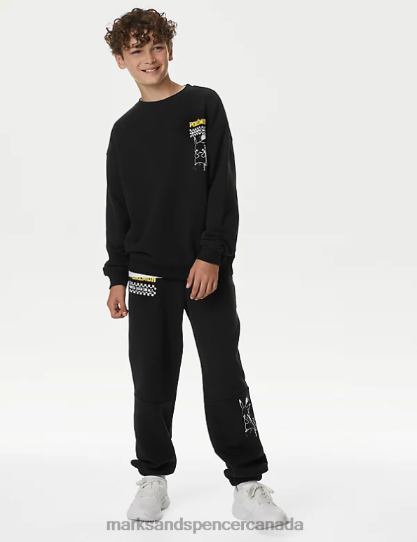 Marks and Spencer near me - Kids Black Mix Clothing Marks & Spencer Cotton Rich Pokemon Sweatshirt 20VTD7989