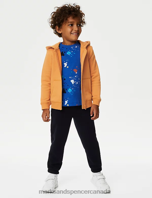 Kids Gold Clothing Marks & Spencer Cotton Rich Zip Hoodie 20VTD8142 - Marks and Spencer outlet