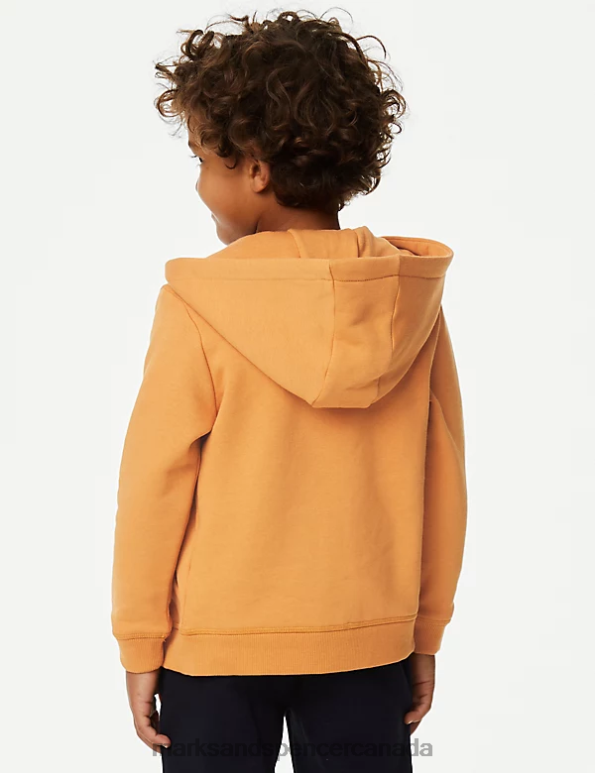 Kids Gold Clothing Marks & Spencer Cotton Rich Zip Hoodie 20VTD8142 - Marks and Spencer outlet