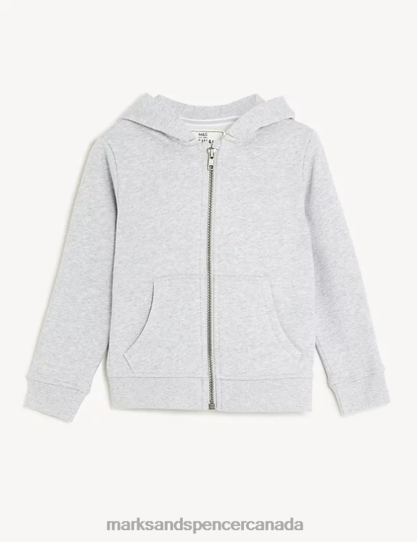 Marks and Spencer near me - Kids Grey Clothing Marks & Spencer Cotton Rich Plain Hoodie 20VTD7634