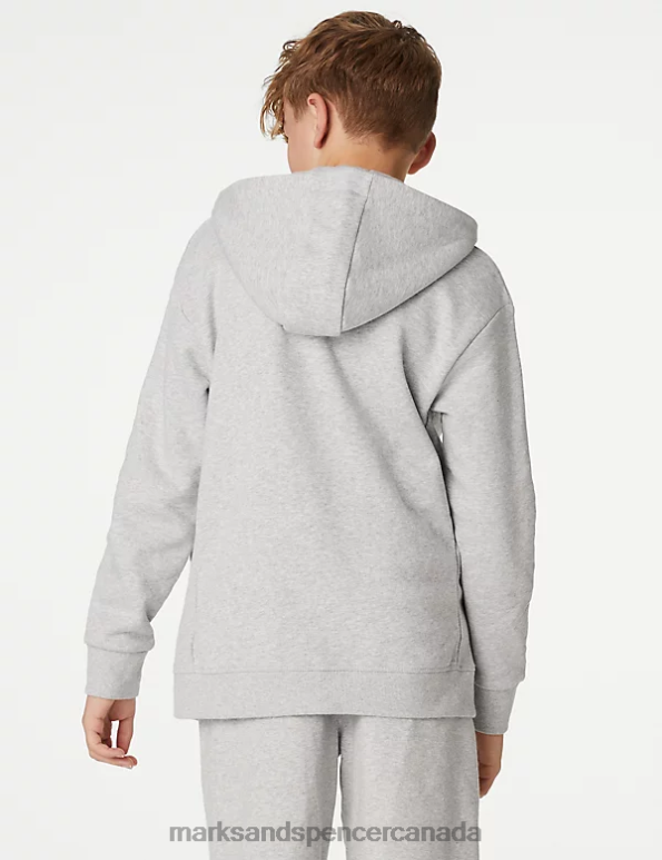 Kids Grey Clothing Marks & Spencer Cotton Rich Zip Through Hooded 20VTD8234 - Marks and Spencer outlet