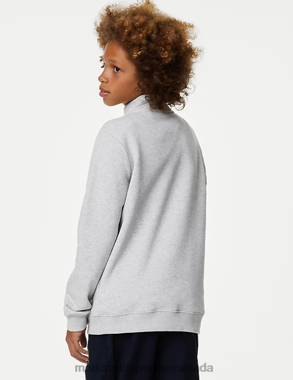Marks and Spencer near me - Kids Grey Marl Clothing Marks & Spencer Cotton Rich Half Zip Sweatshirt 20VTD8144
