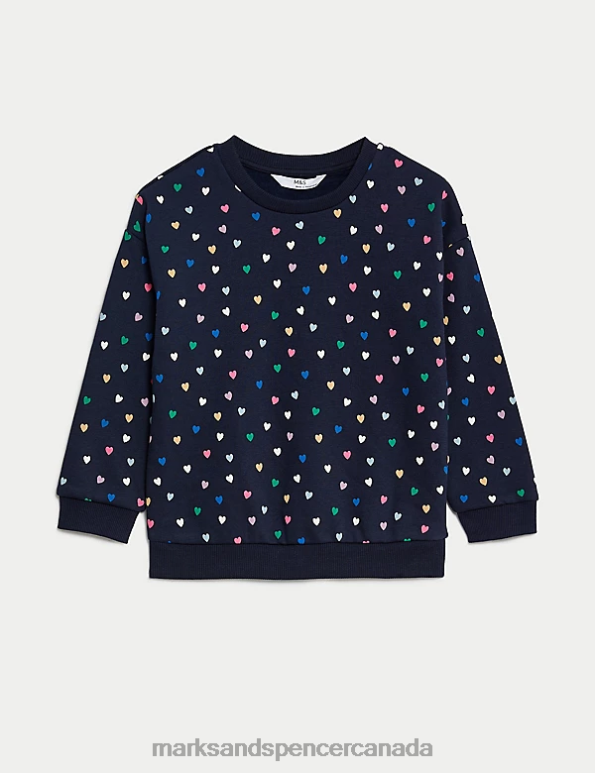 Kids Indigo Clothing Marks & Spencer Cotton Rich Heart Sweatshirt 20VTD8806 - Marks and Spencer outlet