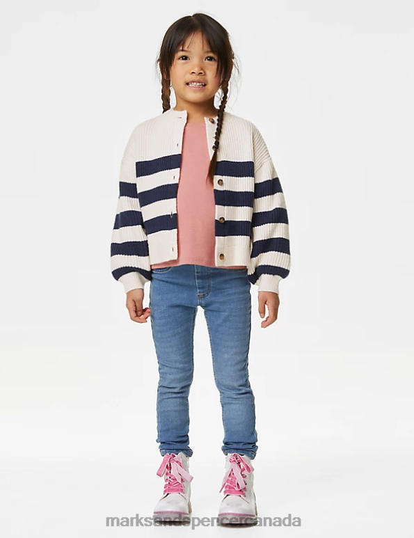 Marks and Spencer near me - Kids Indigo Mix Clothing Marks & Spencer Knitted Striped Cardigan 20VTD8904