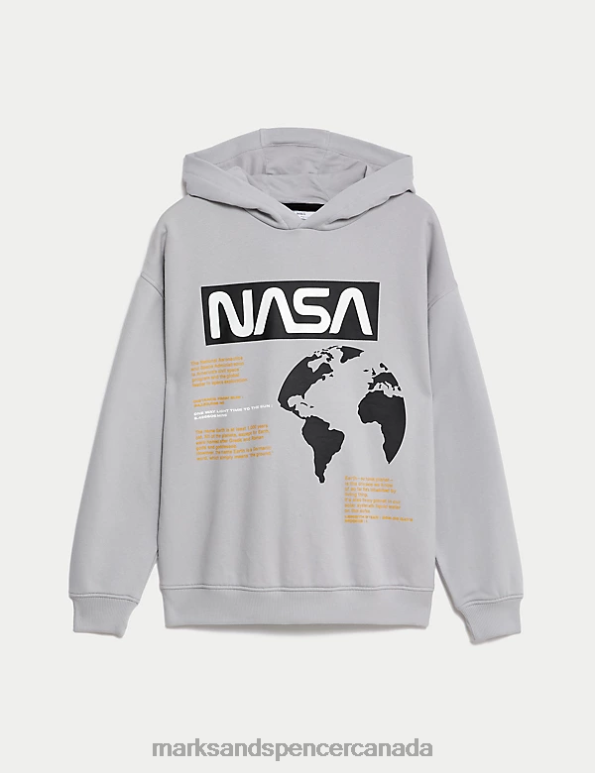 Marks and Spencer sale - Kids Light Grey Clothing Marks & Spencer Cotton Rich NASA Hoodie 20VTD8385