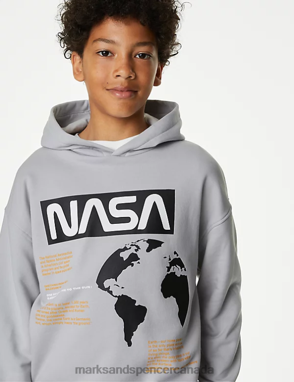 Marks and Spencer sale - Kids Light Grey Clothing Marks & Spencer Cotton Rich NASA Hoodie 20VTD8385