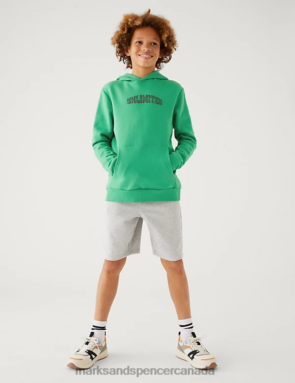 Kids Medium Green Clothing Marks & Spencer Cotton Rich Unlimited Slogan Hoodie 20VTD8545 - Marks and Spencer outlet