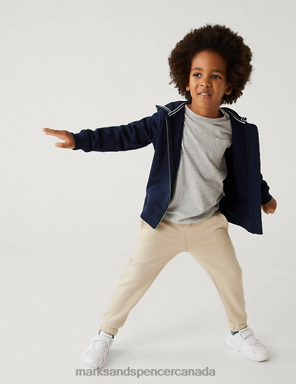 Kids Navy Clothing Marks & Spencer Cotton Rich Plain Hoodie 20VTD7354 - Marks and Spencer outlet