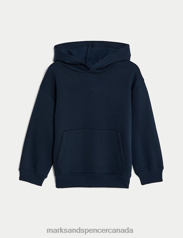 Marks and Spencer Canada - Kids Navy Clothing Marks & Spencer Cotton Rich Pullover Hoodies 20VTD7547