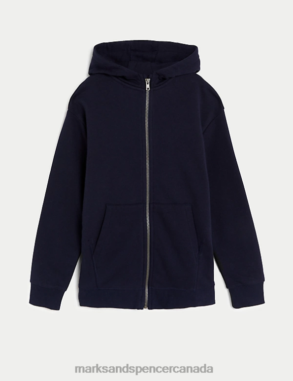 Marks and Spencer near me - Kids Navy Clothing Marks & Spencer Cotton Rich Zip Through Hooded 20VTD8504