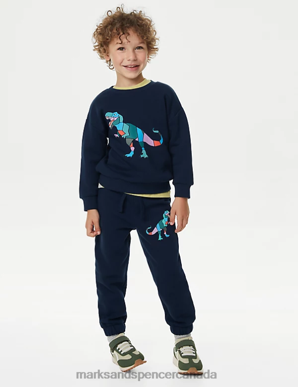 Marks and Spencer sale - Kids Navy Mix Clothing Marks & Spencer Cotton Rich Dinosaur Sweatshirt 20VTD7859