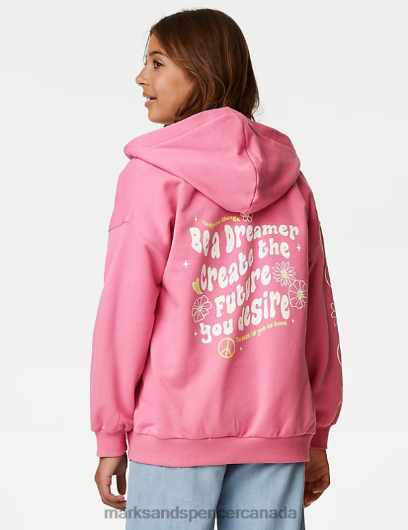 Marks and Spencer near me - Kids Pink Clothing Marks & Spencer Cotton Rich Zip Hoodie 20VTD8826