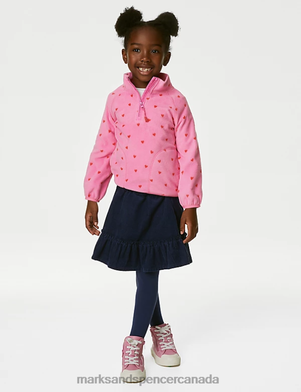 Marks and Spencer near me - Kids Pink Mix Clothing Marks & Spencer Heart Print Zip Fleece Top 20VTD9005