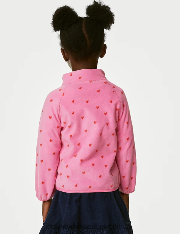 Marks and Spencer near me - Kids Pink Mix Clothing Marks & Spencer Heart Print Zip Fleece Top 20VTD9005