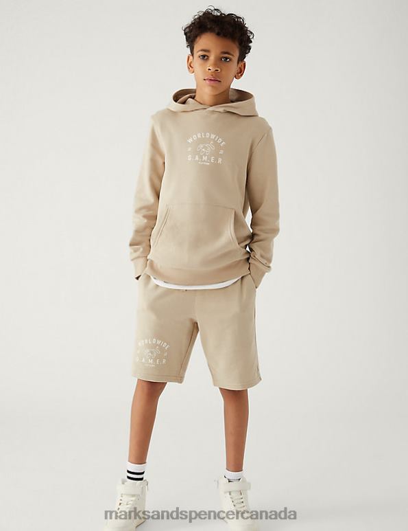 Kids Stone Clothing Marks & Spencer Cotton Rich Gamer Slogan Hoodie 20VTD8519 - Marks and Spencer Canada locations