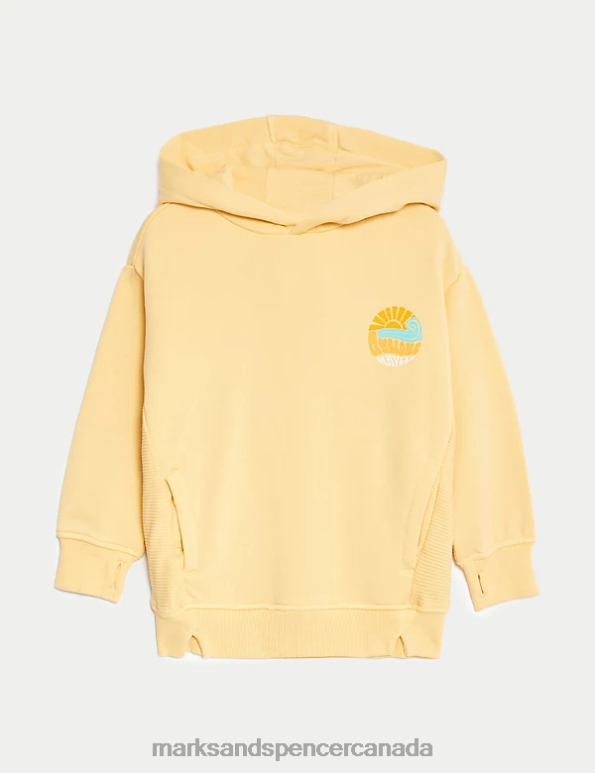 Marks and Spencer sale - Kids Yellow Clothing Marks & Spencer Cotton Rich Graphic Hoodie 20VTD8156