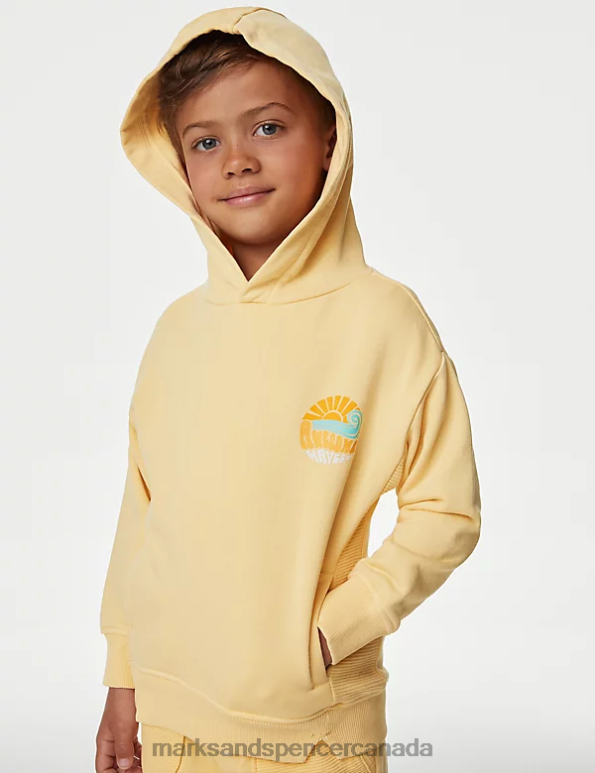 Marks and Spencer sale - Kids Yellow Clothing Marks & Spencer Cotton Rich Graphic Hoodie 20VTD8156