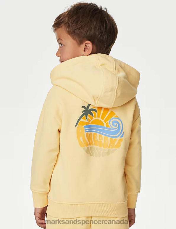 Marks and Spencer sale - Kids Yellow Clothing Marks & Spencer Cotton Rich Graphic Hoodie 20VTD8156