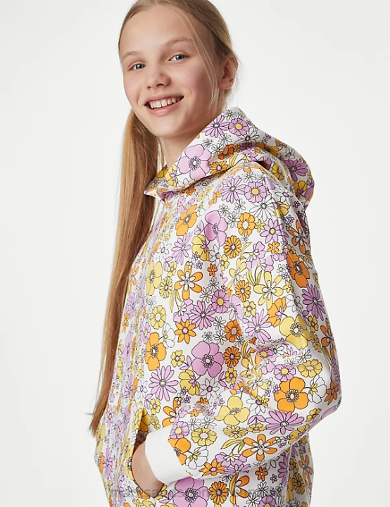 Marks and Spencer Canada - Marks & Spencer Kids Cotton Floral Hoodie Clothing Multi 20VTD9054