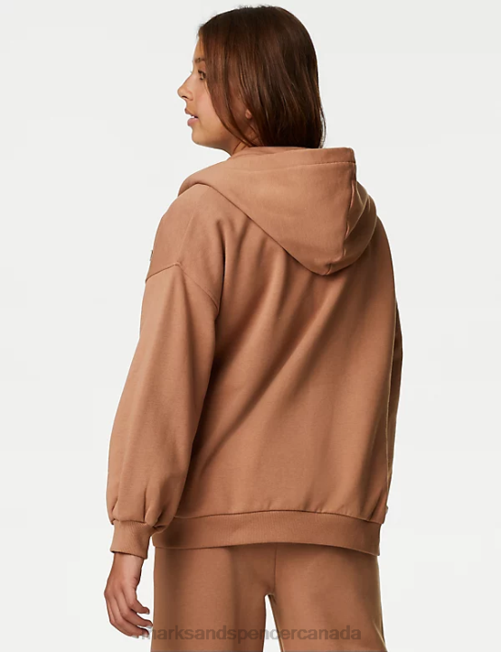 Marks and Spencer sale - Marks & Spencer Kids Cotton Rich Zip Hoodie Clothing Brown 20VTD9089