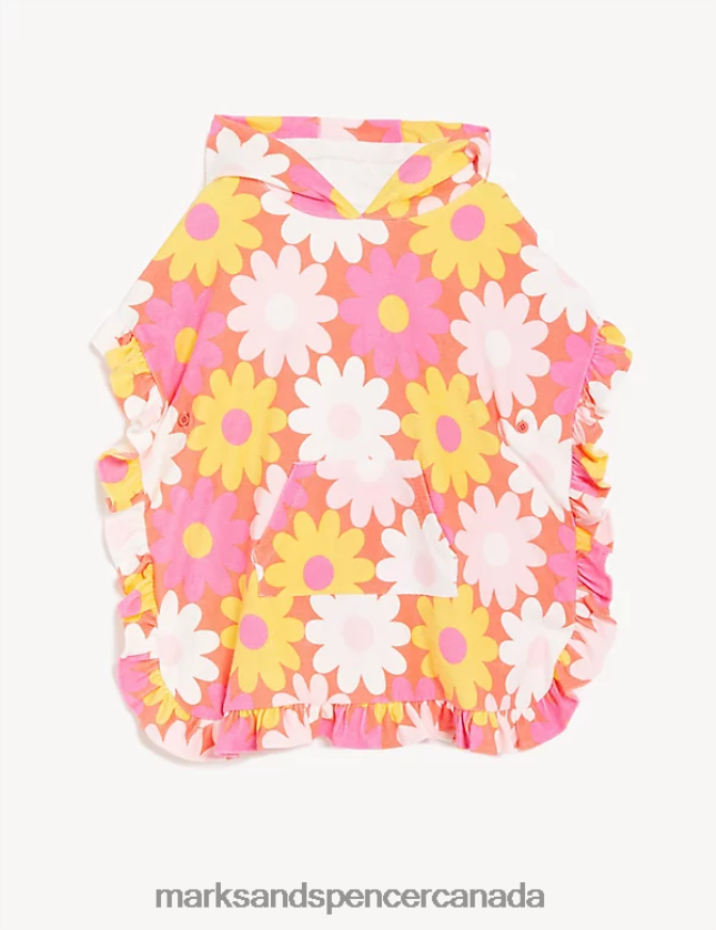 Marks and Spencer near me - Clothing 20VTD9868 Pink Kids Marks & Spencer Cotton Rich Towelling Floral Poncho