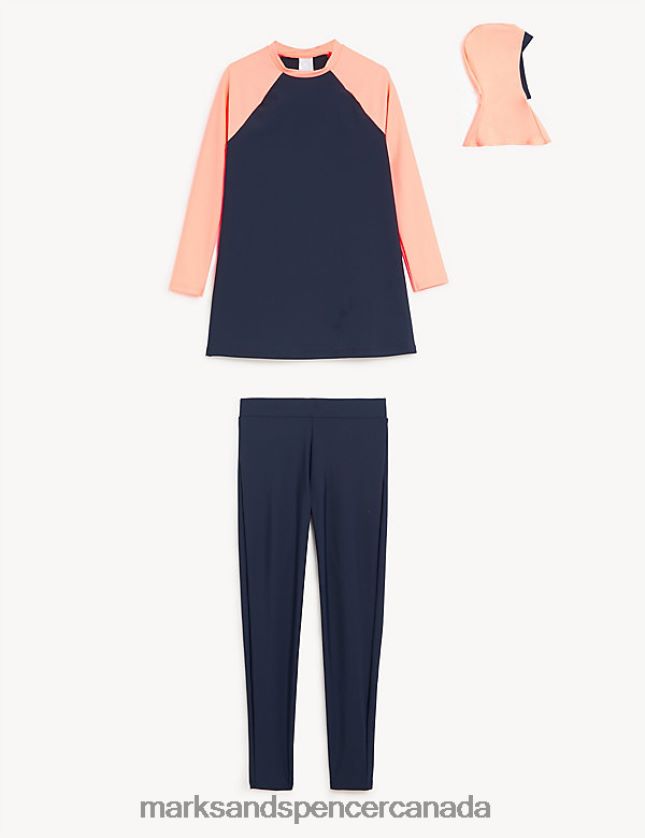 Clothing 20VTD9872 Coral Kids Marks & Spencer 3pc Colour Block Long Sleeve Set - Marks and Spencer online