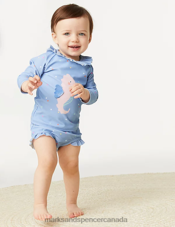 Marks and Spencer near me - Kids Blue Mix Clothing Marks & Spencer 2pc Seahorse Swim Set 20VTD7706