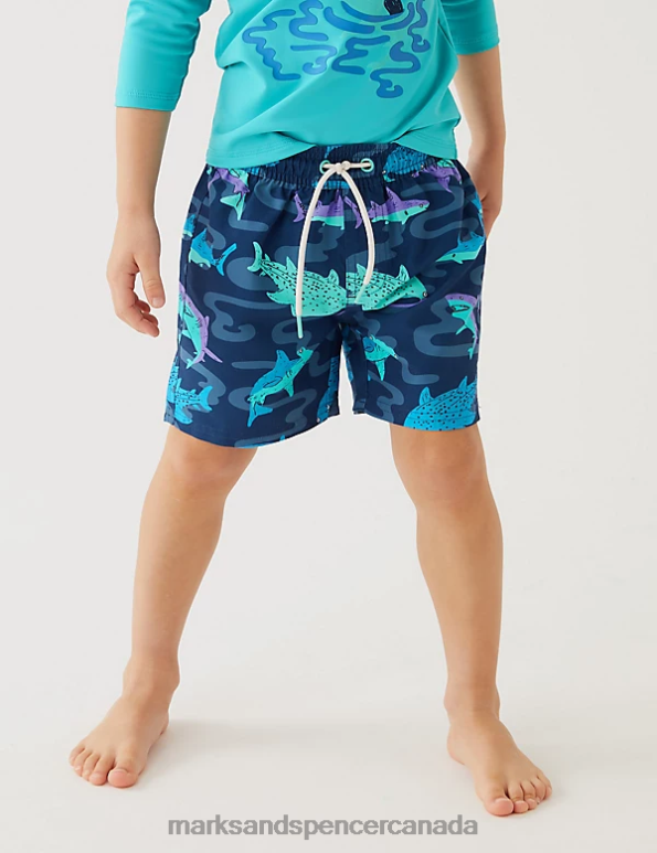 Kids Blue Mix Clothing Marks & Spencer 2pc Shark Swim Set 20VTD8154 - Marks and Spencer outlet