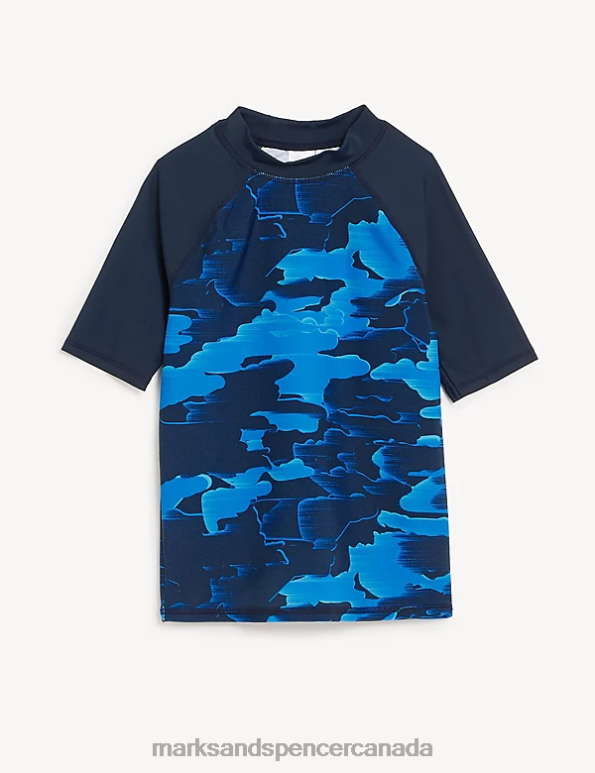 Kids Blue Mix Clothing Marks & Spencer Camouflage Rash Vest 20VTD8748 - Marks and Spencer online