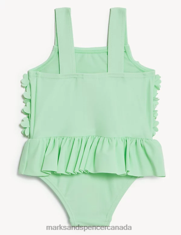 Kids Green Clothing Marks & Spencer Floral Ruffle Swimsuit 20VTD7743 - Marks and Spencer outlet