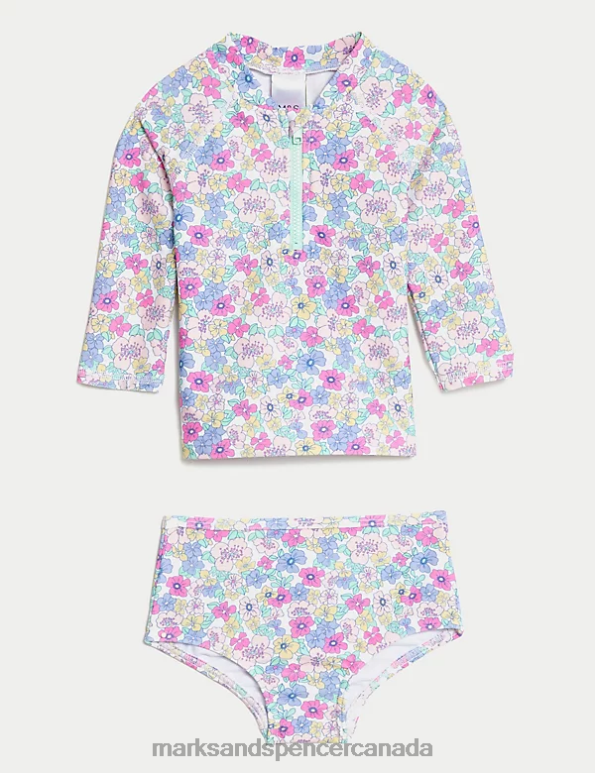 Marks and Spencer Canada - Kids Multi Clothing Marks & Spencer 2pc Floral Swim Set 20VTD7692