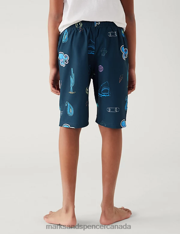 Kids Navy Mix Clothing Marks & Spencer Printed Swim Board Short 20VTD8559 - Marks and Spencer Canada locations