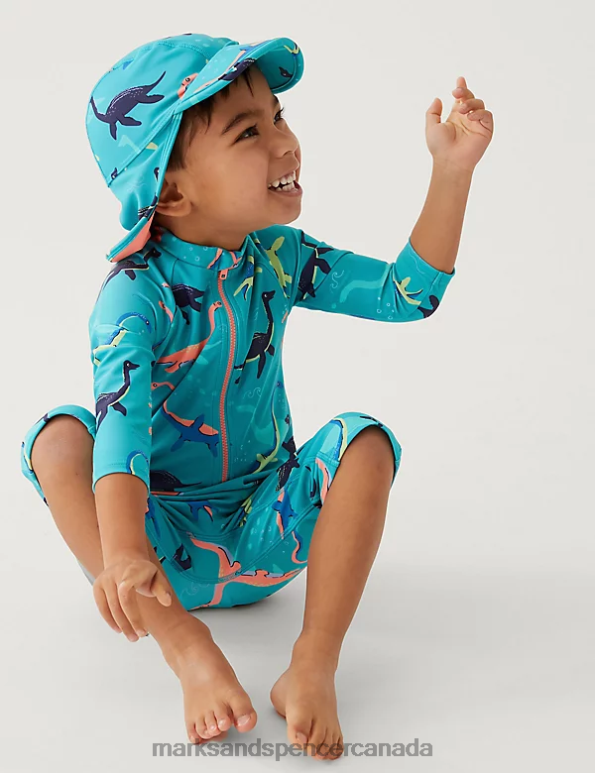 Kids Turquoise Mix Clothing Marks & Spencer 2pc Dinosaur Swim Set 20VTD8546 - Marks and Spencer online