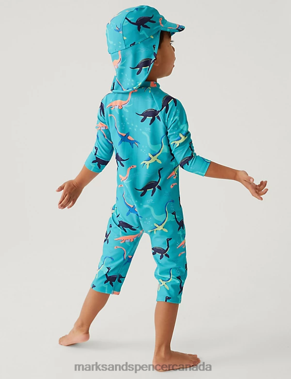 Kids Turquoise Mix Clothing Marks & Spencer 2pc Dinosaur Swim Set 20VTD8546 - Marks and Spencer online