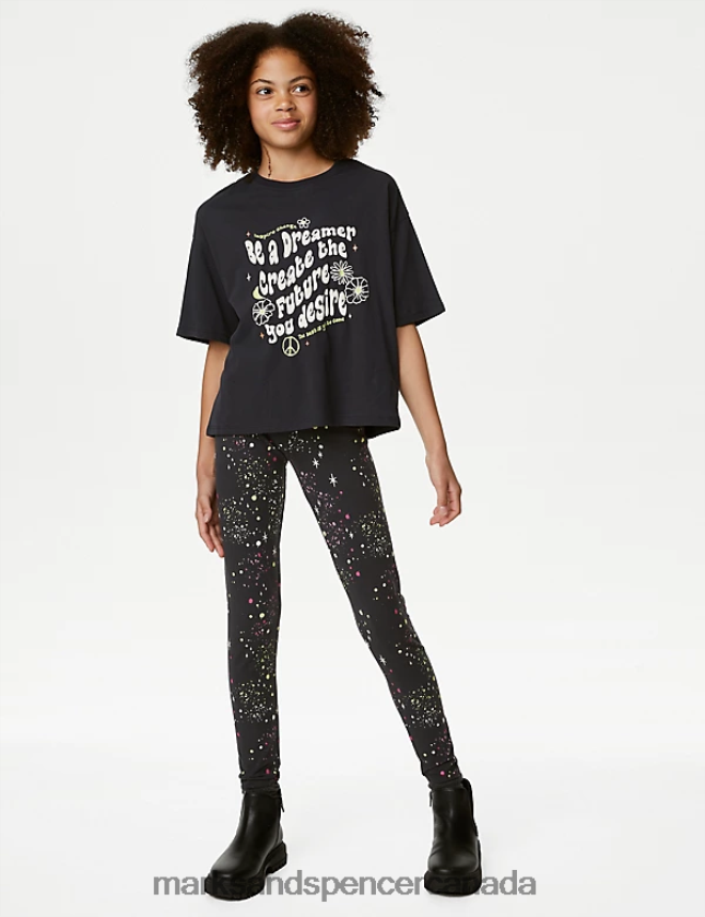 Clothing 20VTD9309 Charcoal Kids Marks & Spencer Pure Cotton Slogan T-Shirt - Marks and Spencer outlet