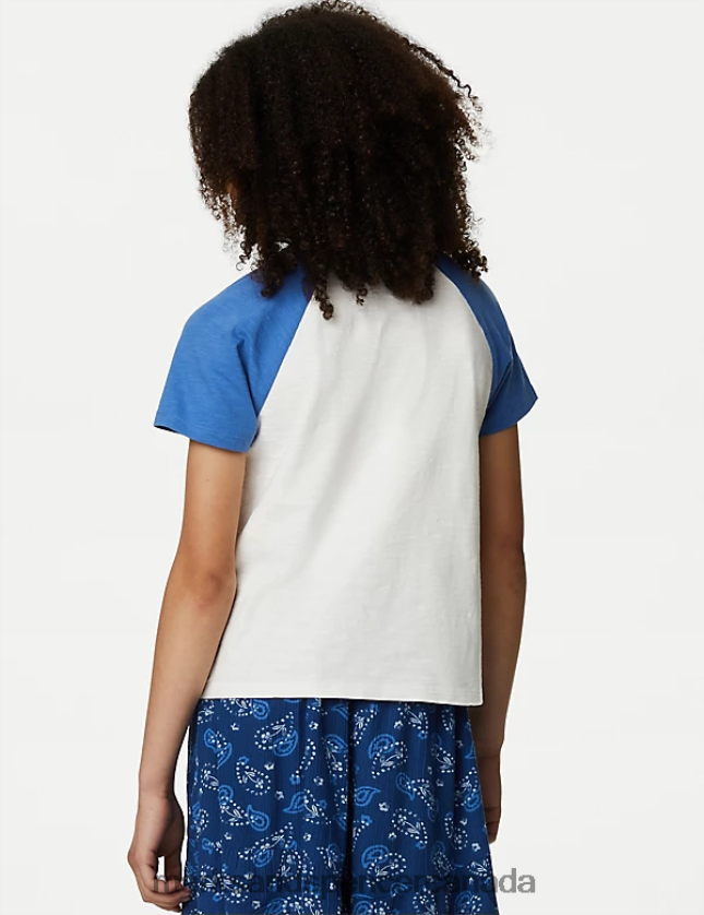 Marks and Spencer near me - Clothing 20VTD9344 Ivory Mix Kids Marks & Spencer Pure Cotton New York Slogan T-Shirt