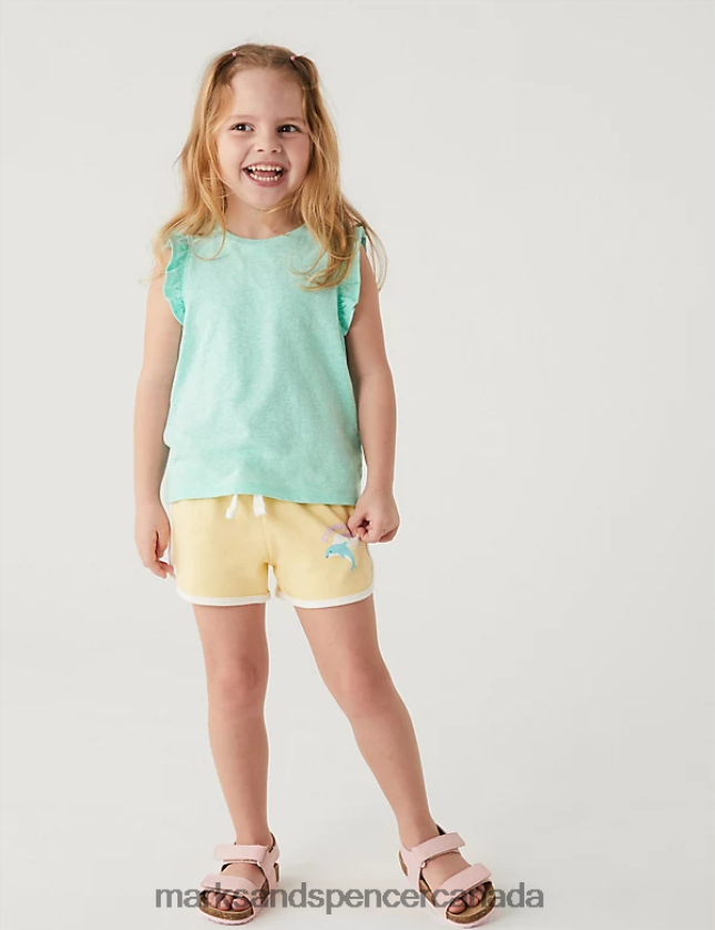 Marks and Spencer Canada - Clothing 20VTD9440 Aqua Kids Marks & Spencer Cotton Blend T-Shirt