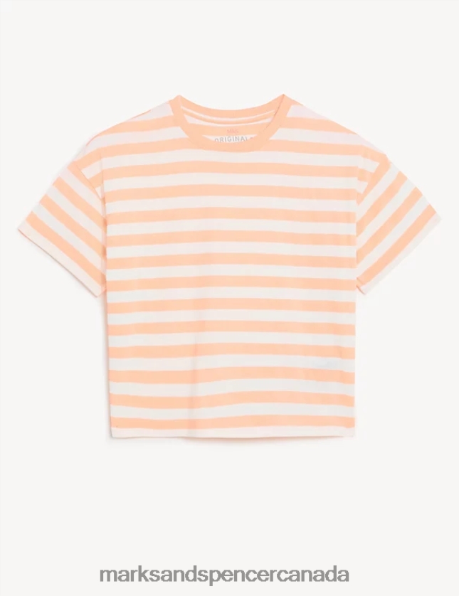 Marks and Spencer sale - Clothing 20VTD9447 Coral Kids Marks & Spencer Cotton Rich Striped T-Shirt