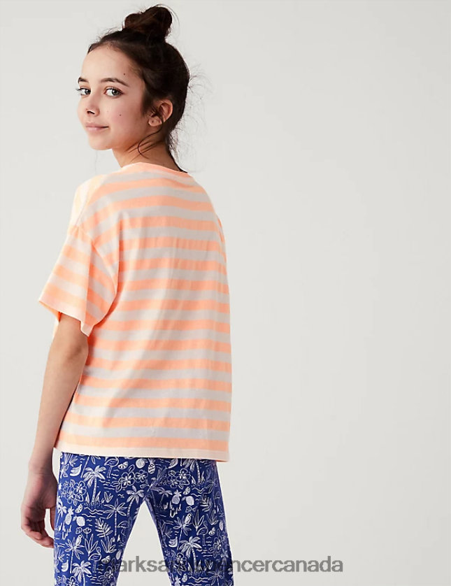 Marks and Spencer sale - Clothing 20VTD9447 Coral Kids Marks & Spencer Cotton Rich Striped T-Shirt