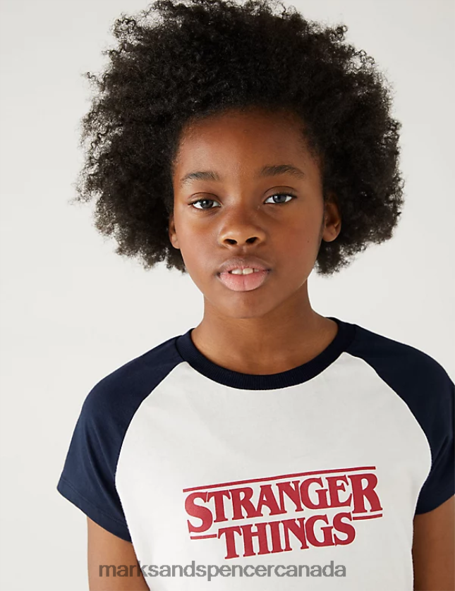 Marks and Spencer near me - Clothing 20VTD9588 White Mix Kids Marks & Spencer Pure Cotton Stranger Things T-Shirt