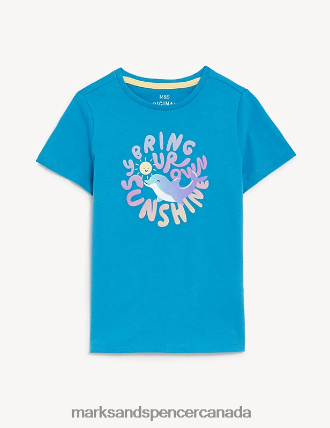 Clothing 20VTD9629 Aqua Kids Marks & Spencer Pure Cotton Dolphin T-Shirt - Marks and Spencer outlet