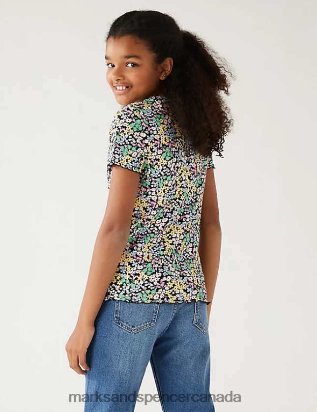 Clothing 20VTD9724 Multi Kids Marks & Spencer 4pk Cotton Rich Plain & Floral T-Shirts - Marks and Spencer online
