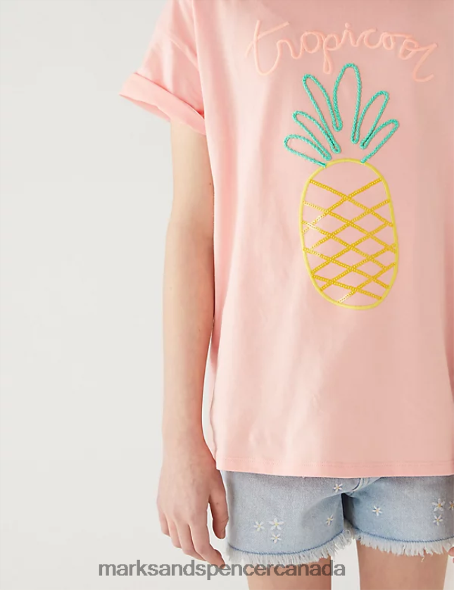 Marks and Spencer sale - Clothing 20VTD9781 Coral Kids Marks & Spencer Pure Cotton Pineapple T-Shirt