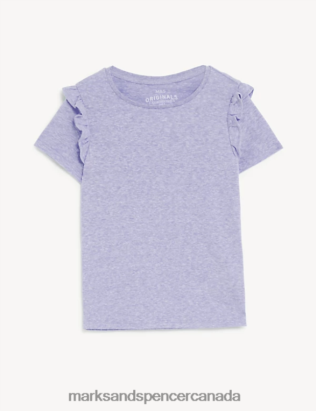 Marks and Spencer Canada - Clothing 20VTD9880 Lilac Kids Marks & Spencer Cotton Blend Frill T-Shirt