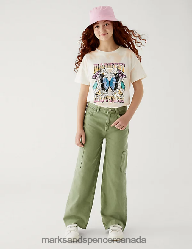 Marks and Spencer sale - Clothing 20VTD9894 Ivory Kids Marks & Spencer Pure Cotton Tie Dye Butterfly T-Shirt