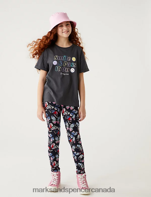 Clothing 20VTD9910 Charcoal Kids Marks & Spencer Pure Cotton SmileyWorld Slogan T-Shirt - Marks and Spencer online