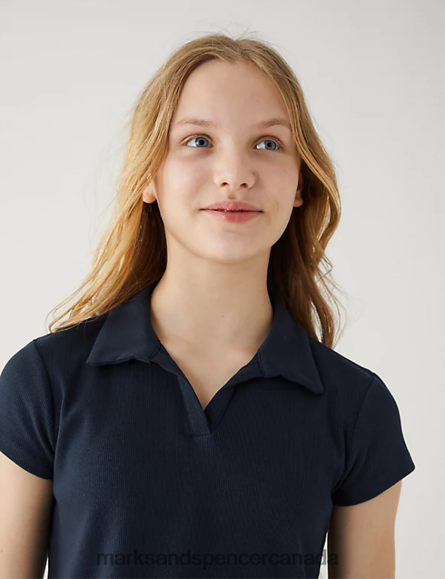 Marks and Spencer Canada - Clothing 20VTD9965 Navy Kids Marks & Spencer Cotton Rich Ribbed T-Shirt